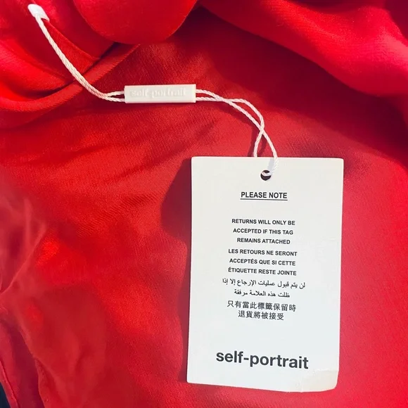 Self-Portrait Red Taffeta Diamante Midi Dress - Size UK 14/ US 10 - Picture 12 of 14